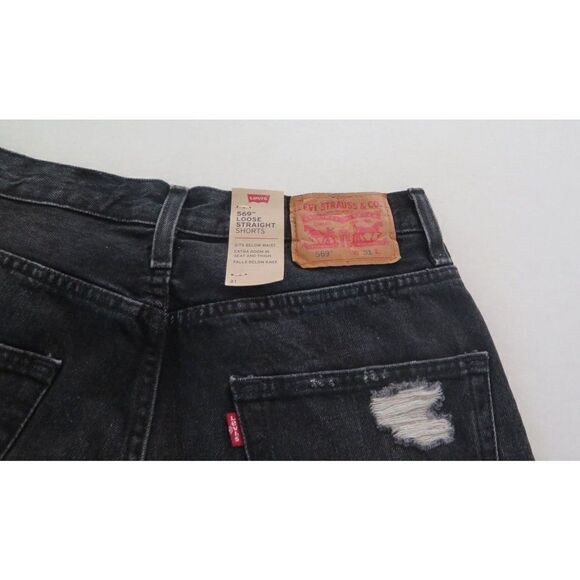 Levi's 569 Men's Sz 31 Black Loose Straight Denim Shorts - Picture 3 of 5